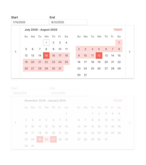 React DateRangePicker – Disabled, KendoReact UI Library