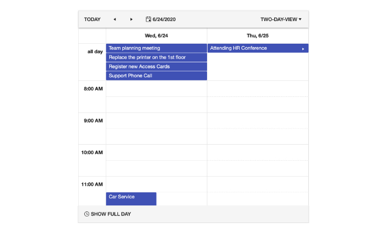 Kendo UI for Angular Scheduler - Day View