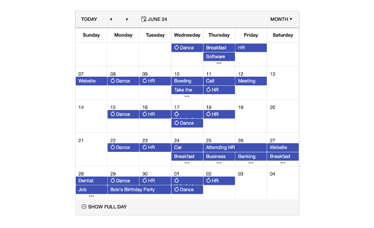 Kendo UI for Angular Scheduler - Month View