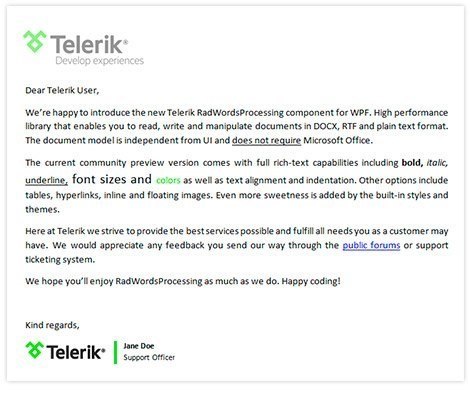 Telerik UI for ASP.NET MVC WordsProcessing - Rich Document Model