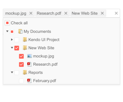 Telerik UI for ASP.NET MVC DropDownTree - Checkboxes