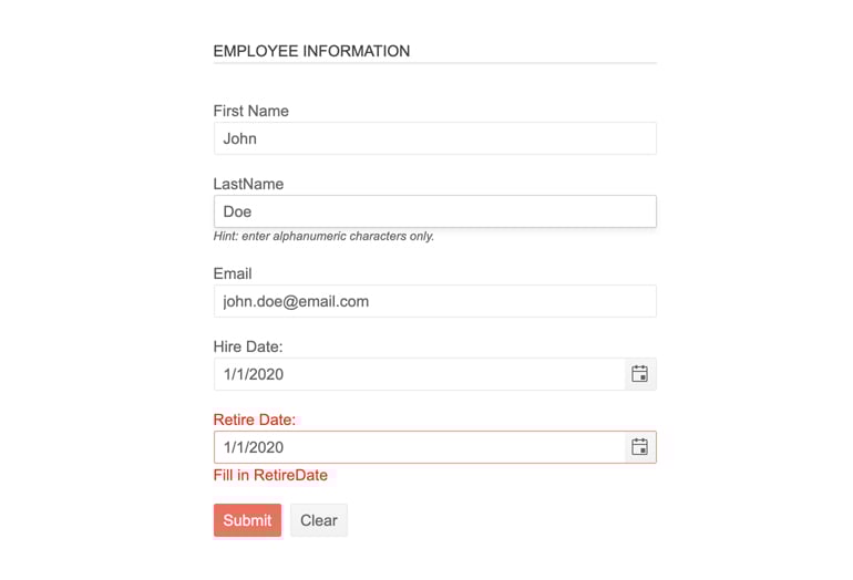 Telerik UI for ASP.NET MVC Forms-Validation