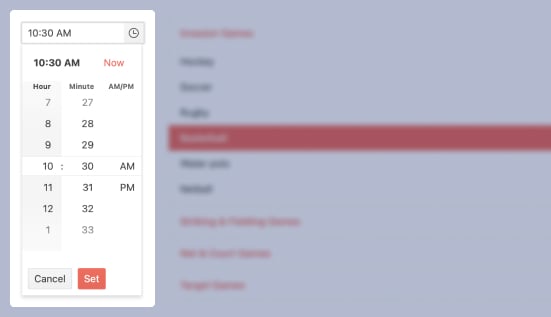 Telerik UI for ASP.NET Core TimePicker - Header