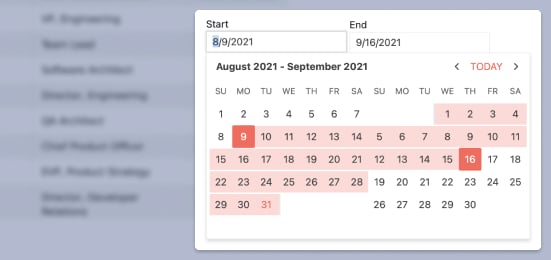 Telerik UI for Blazor DateRange Picker - Header
