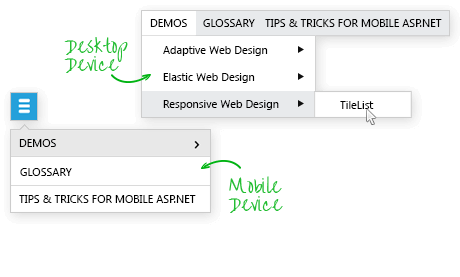 Telerik UI for ASP.NET AJAX - adaptive menu