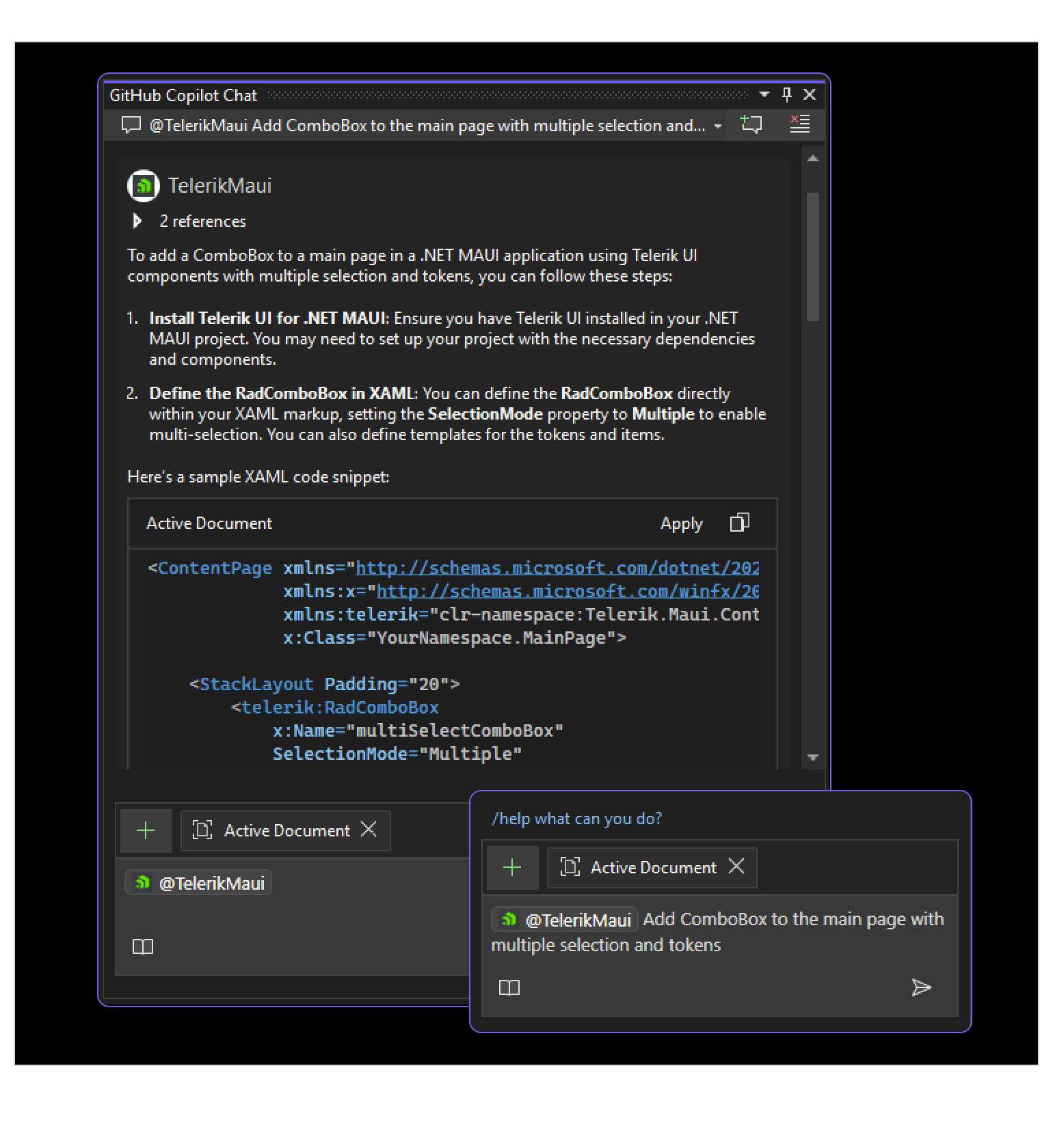 AI Coding Assistant Telerik UI for .NET MAUI