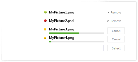 Telerik UI for ASP.NET AJAX Upload (Async) - visual indicators