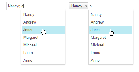 Telerik UI for ASP.NET AJAX AutoCompleteBox - text and token selection