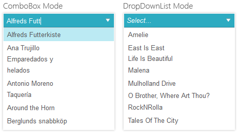 Telerik UI for ASP.NET AJAX ComboBox - DropDownList Modes