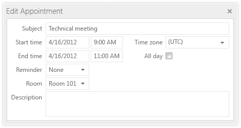 Telerik UI for ASP.NET AJAX Scheduler - edit appointment