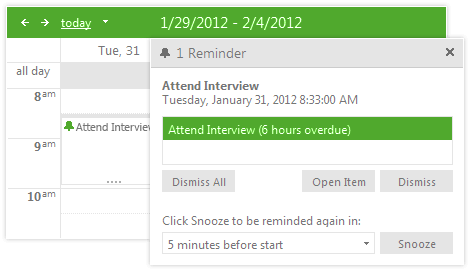 Telerik UI for ASP.NET AJAX Scheduler - reminders