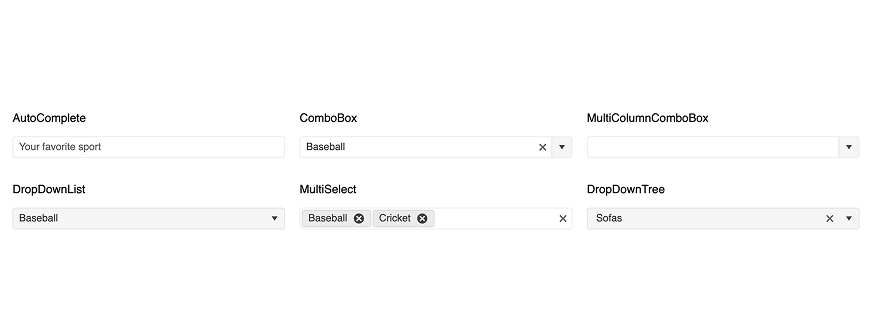 dropdowns component screenshot