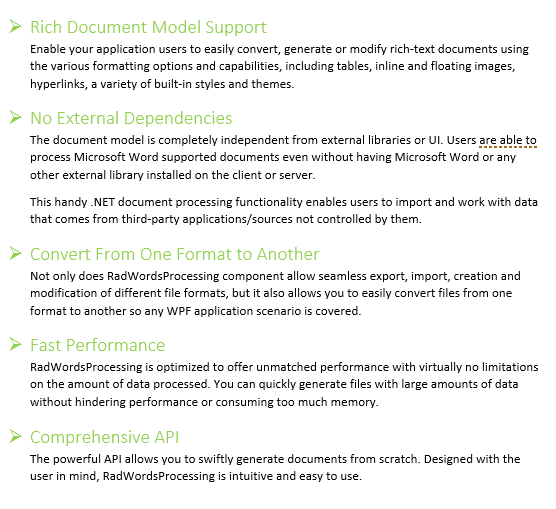 Telerik UI for ASP.NET AJAX WordsProcessing - Bulleted and Numbered Lists