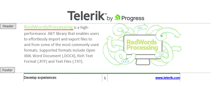 Telerik UI for ASP.NET MVC WordsProcessing - Headers and Footers