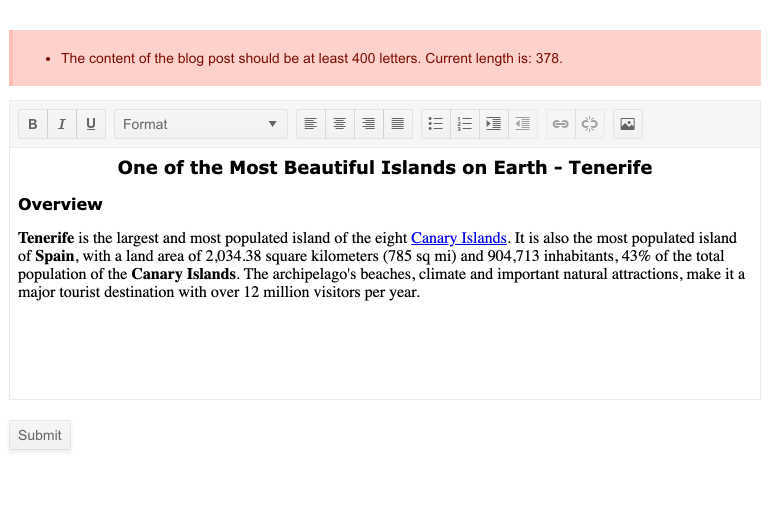 Blazor Rich Text Validation