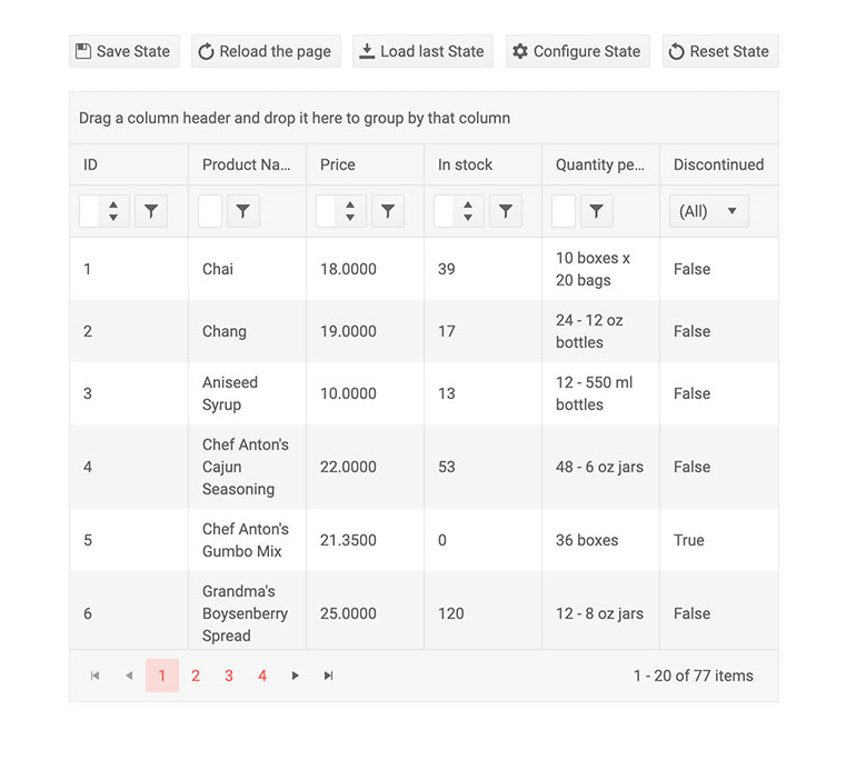 Telerik UI for Blazor Grid Persist State
