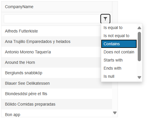 Kendo UI Grid Filtering