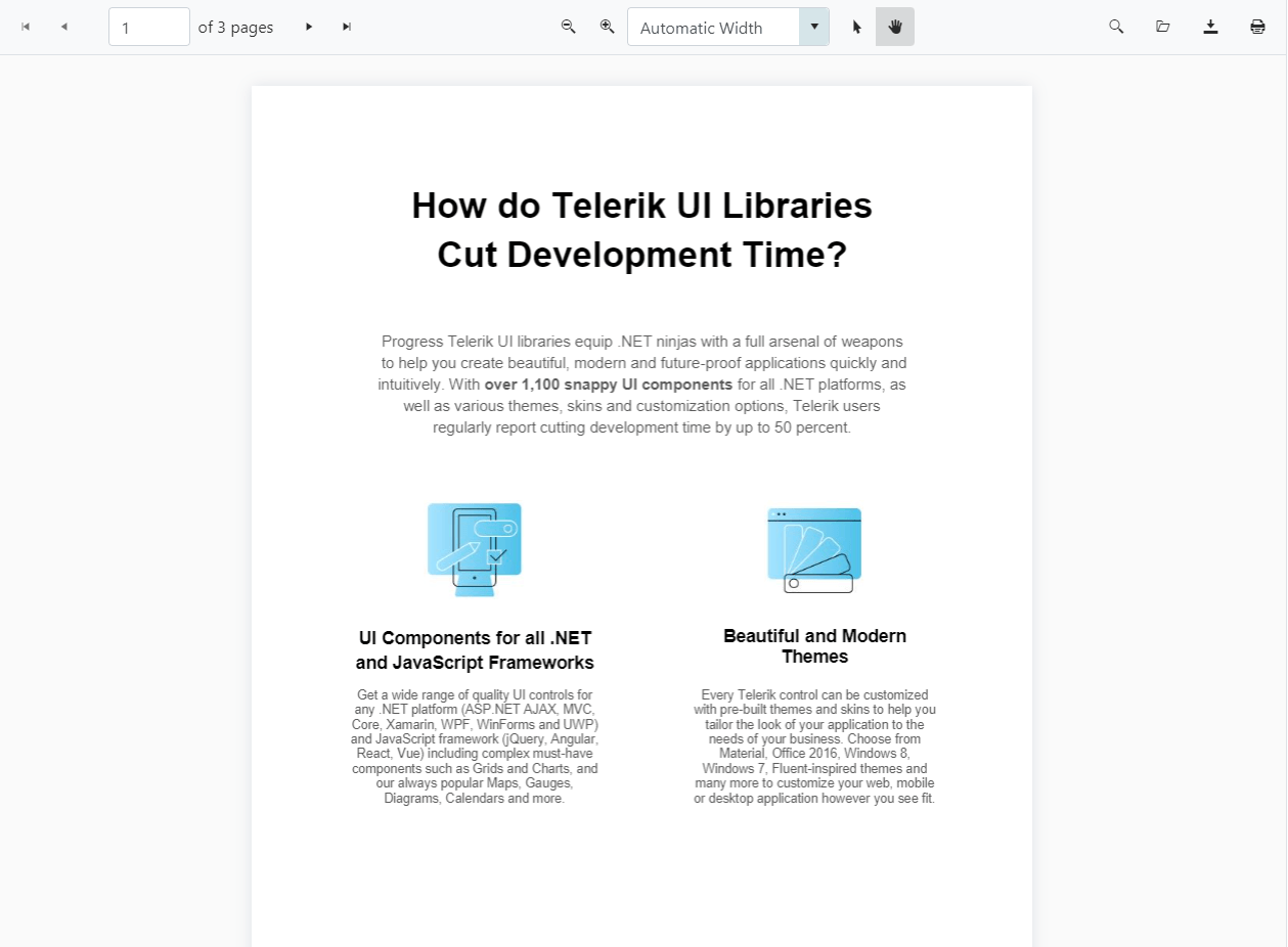 Telerik UI for ASP.NET Core PDF Viewer