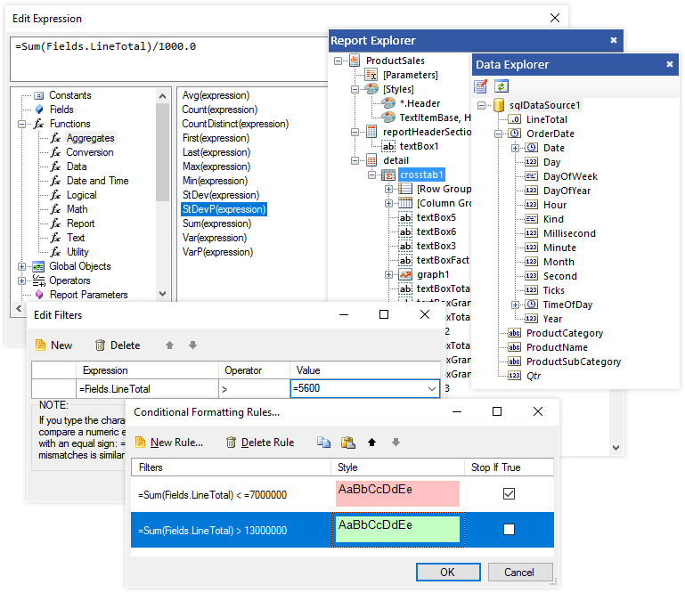 Example of Quick Access to Report and Data Structure