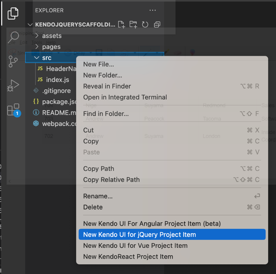Kendo UI for jQuery Launch Kendo UI Scafoolders