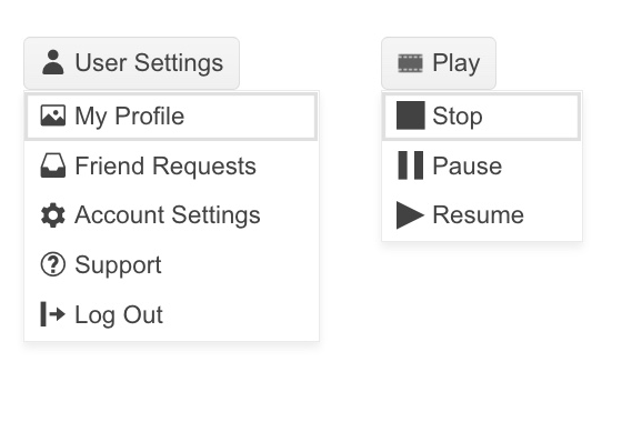 Telerik UI for ASP.NET Core DropDownButton - Icons