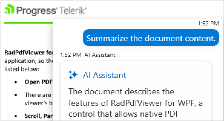 Telerik for WPF PDF Viewer AI Summarization